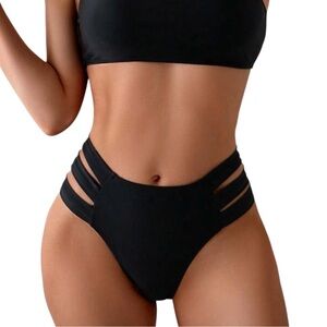 Black Strappy Bikini Bottom
